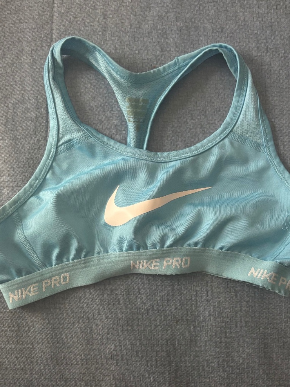 Nike dri fit pastel bright blue sports bra wireless logo swoosh